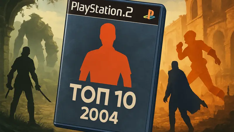 Обложка диска PlayStation 2 с надписью "Топ 10 игр-шедевров 2004 года".