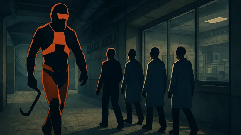 Скриншот из мода Half-Life Lemmings с Гордоном Фрименом и группой учёных.