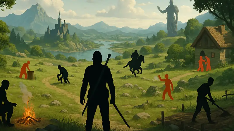 Огромный открытый мир из популярной видеоигры, наполненный множеством побочных заданий и активностей.