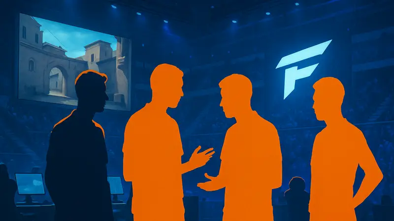 Игроки команды Fluxo по CS2 на турнире, обсуждающие изменения в составе после неудачного сезона.