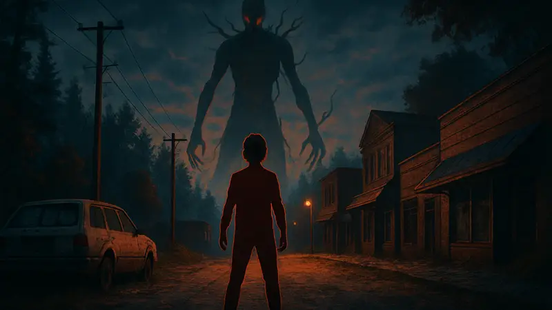 Атмосферный скриншот из новой хоррор-игры в Steam, напоминающей Stranger Things и 80-е годы.