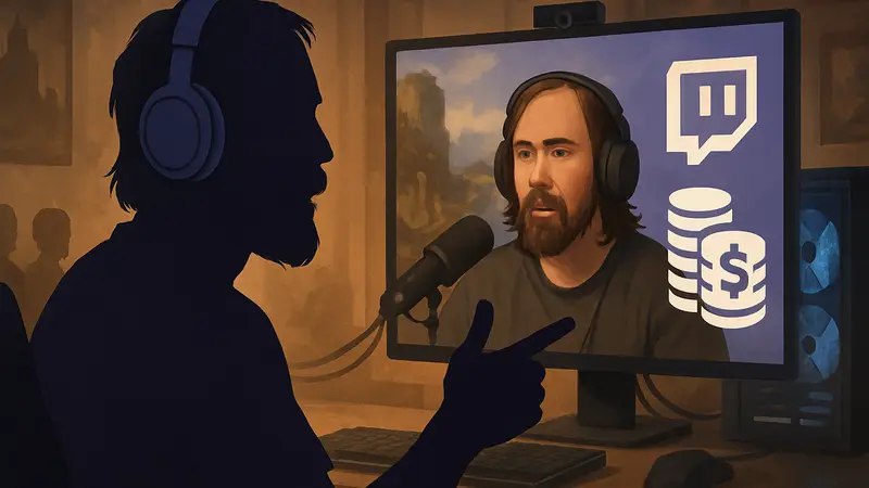 Стример Asmongold на своём канале Twitch, рассказывающий о доходах во время прямой трансляции