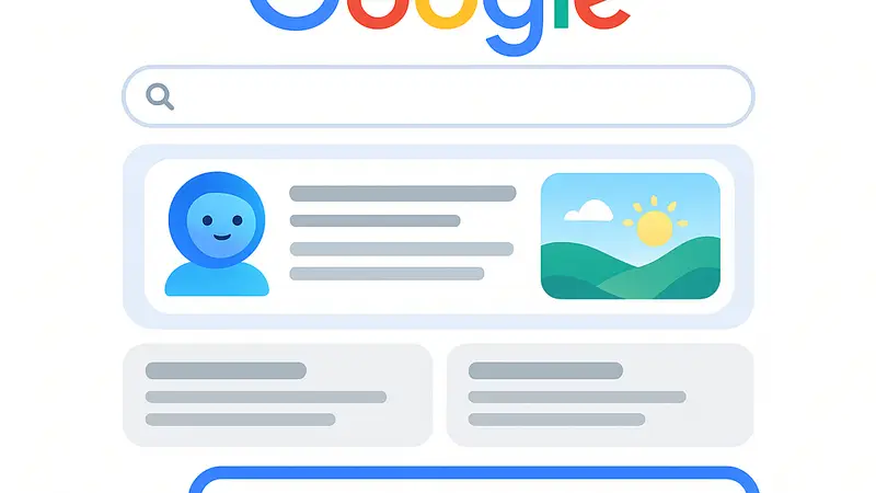 Изображение интерфейса Google Поиска с элементами AI Overviews и функцией диалога, демонстрирующее новые возможности Gemini 3.