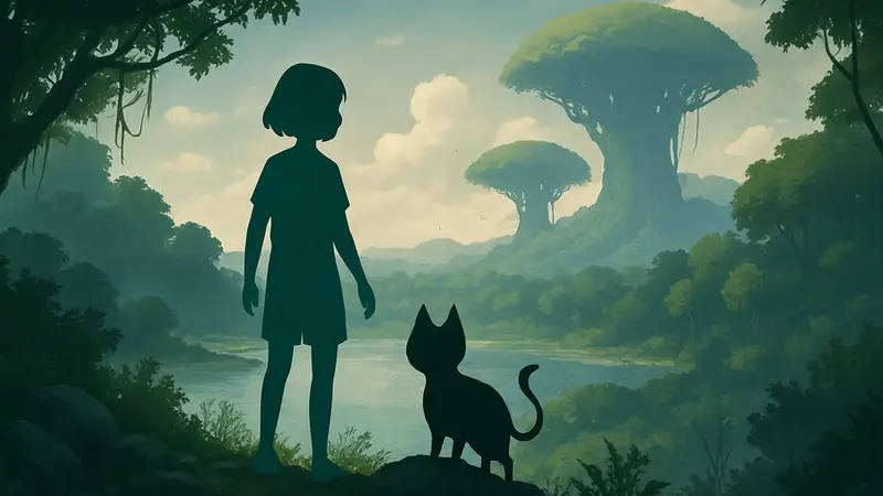 Девочка и таинственное существо из игры Planet of Lana 2: Children of the Leaf.