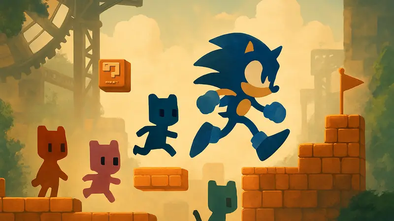 Главные герои Sonic Pico Park в хаотичной кооперативной платформенной игре.