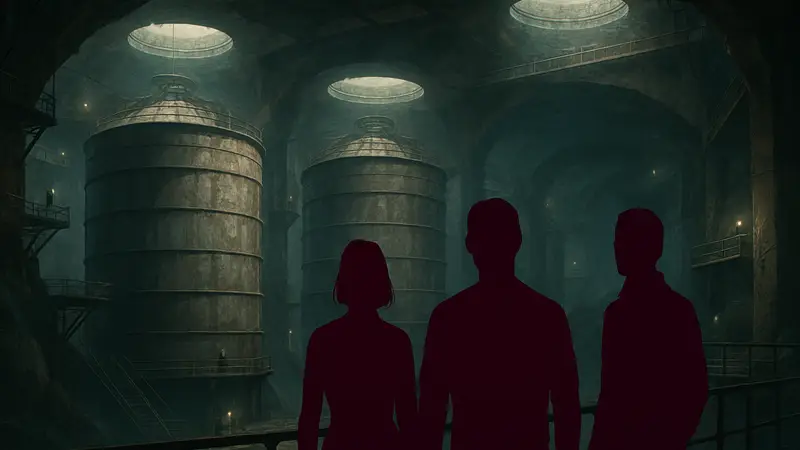 Кадр из трейлера 3 сезона сериала «Бункер» (Silo), показывающий подземные силосы.