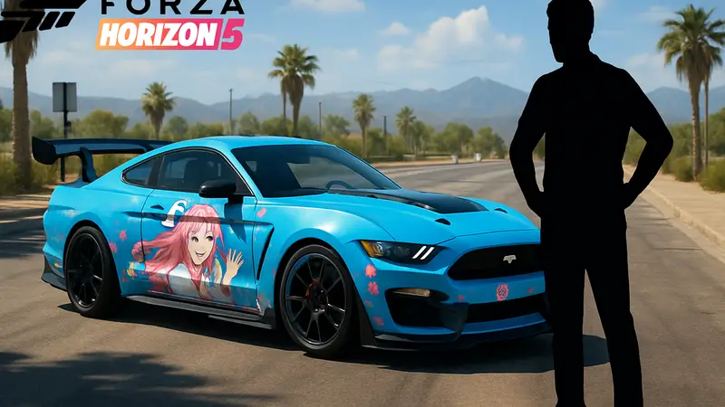 Скриншот из Forza Horizon 6, демонстрирующий модифицированный автомобиль, созданный фанатами.