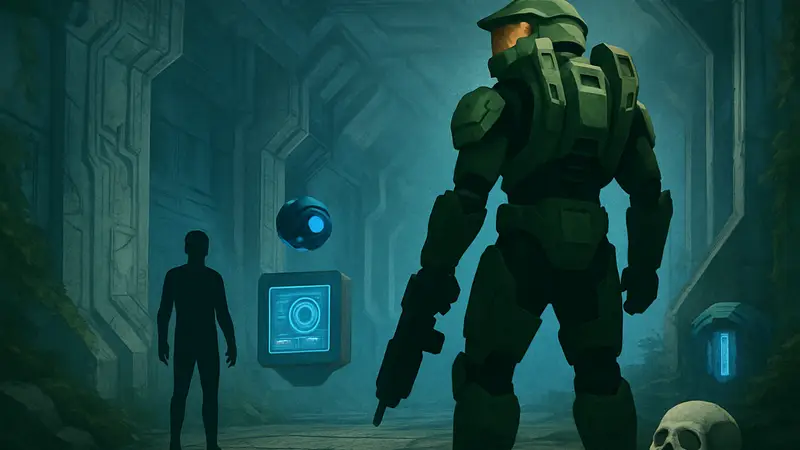Обложка игры Halo: Combat Evolved с Мастером Чифом. Секреты, черепа, терминалы в игре.
