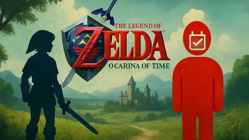 Арт The Legend of Zelda: Ocarina of Time и логотип GameStop с символом предзаказа.