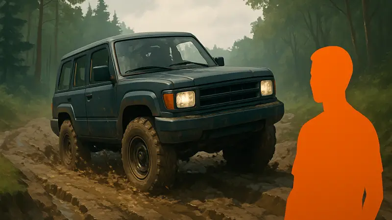 Внедорожник пробирается по грязной дороге в игре Over the Hill, демонстрируя реалистичную физику.