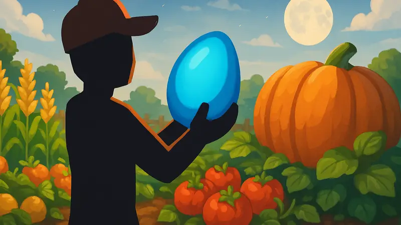 Игровой процесс Grow a Garden 2 в Roblox, игрок держит гигантское семя Mega Seed на фоне урожая.