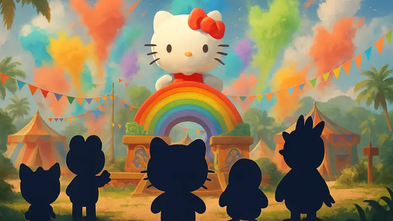 Карнавал Colorblaze в Hello Kitty Island Adventure, персонажи игры Hello Kitty и друзья