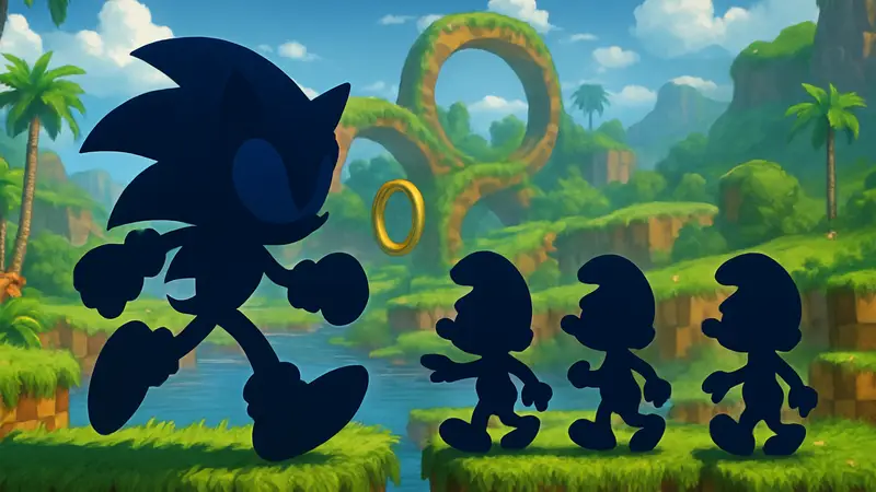 Еж Соник и Смурфики вместе в игре Sonic Rumble