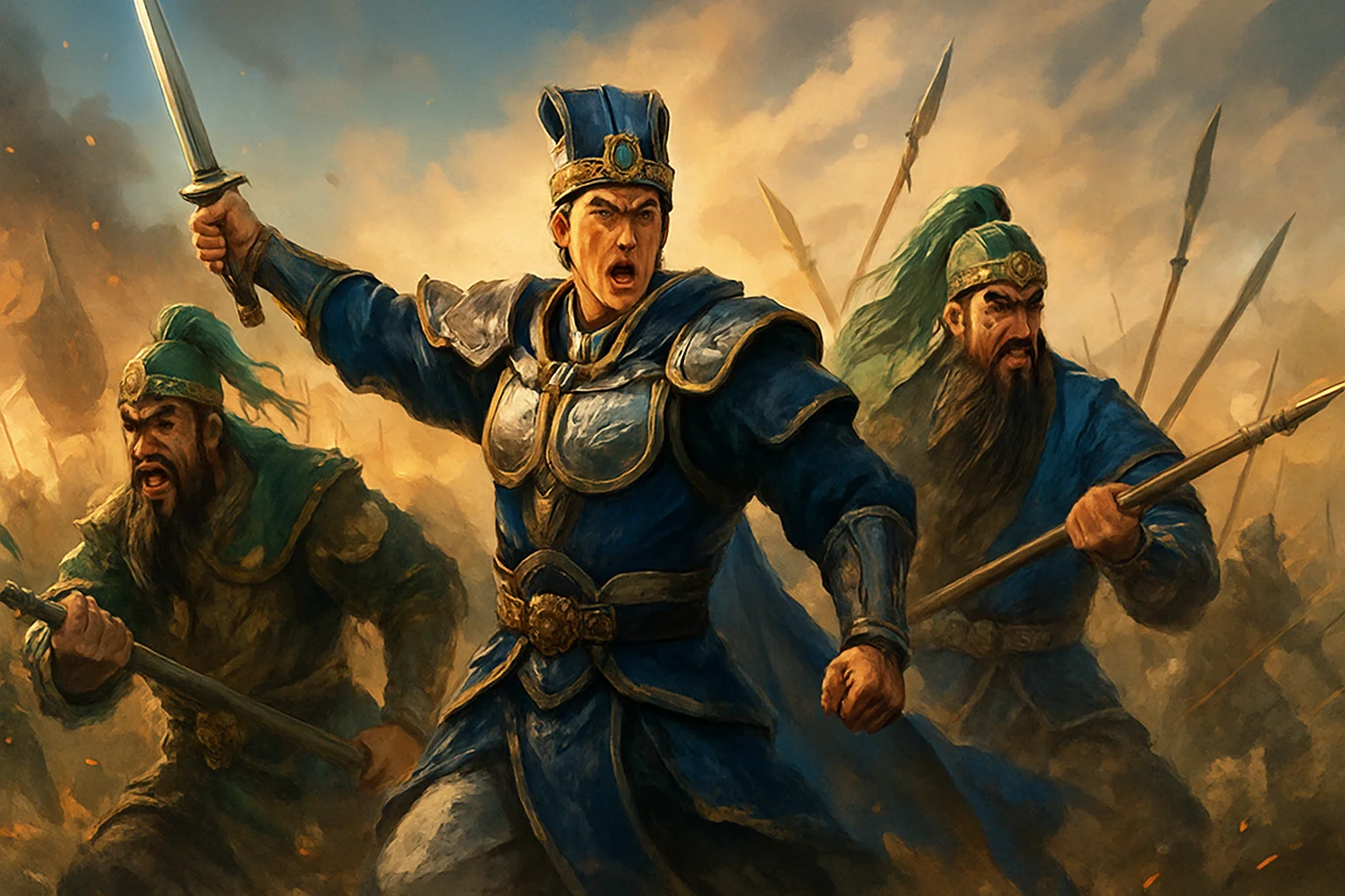Изображение воинов из Dynasty Warriors: Origins на фоне сражения, символизирующее успешное продолжение серии.