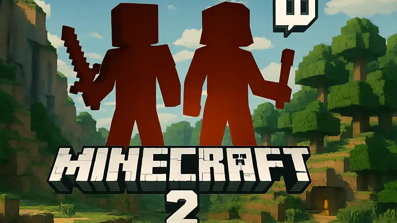 Постер фильма Майнкрафт 2 с блочными персонажами и логотипом TwitchCon 2026