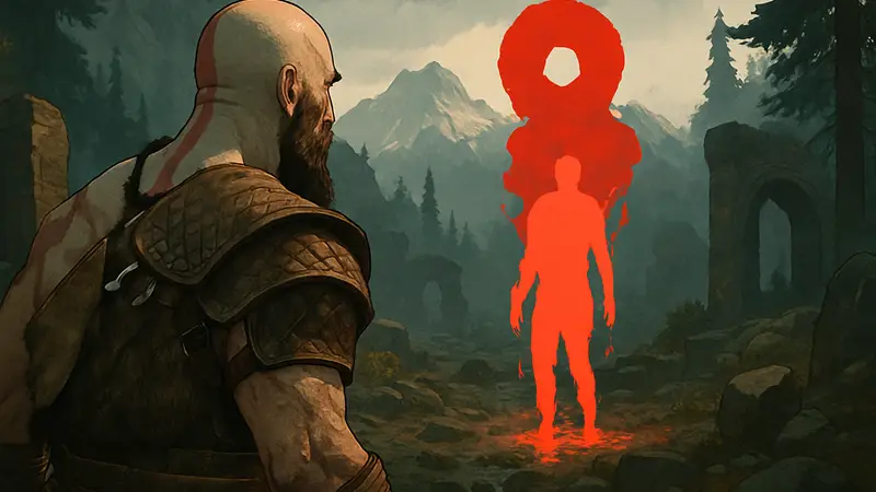Кратос из God of War смотрит на что-то неожиданное, символизирующее утечки спин-оффа.