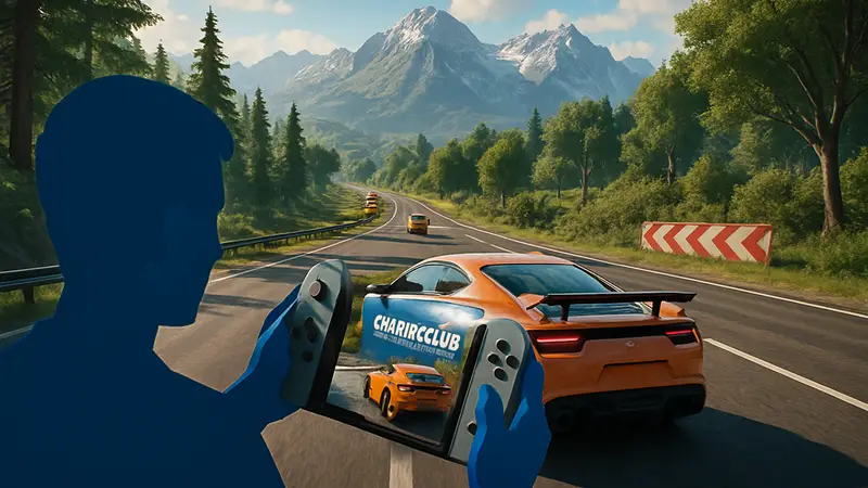 Скриншот из гоночной игры Gear.Club Unlimited 3, запущенной на консоли Nintendo Switch 2, демонстрирующий графику.