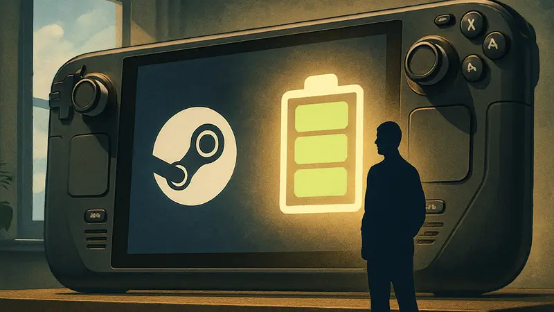 Изображение Steam Deck первого поколения, символизирующее ожидания от Steam Deck 2 и его батареи