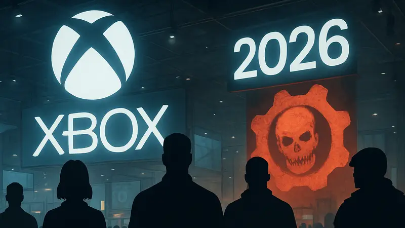 Логотип Xbox на фоне Gamescom 2026, с намеком на игру Gears of War: E-Day и анонс выставки