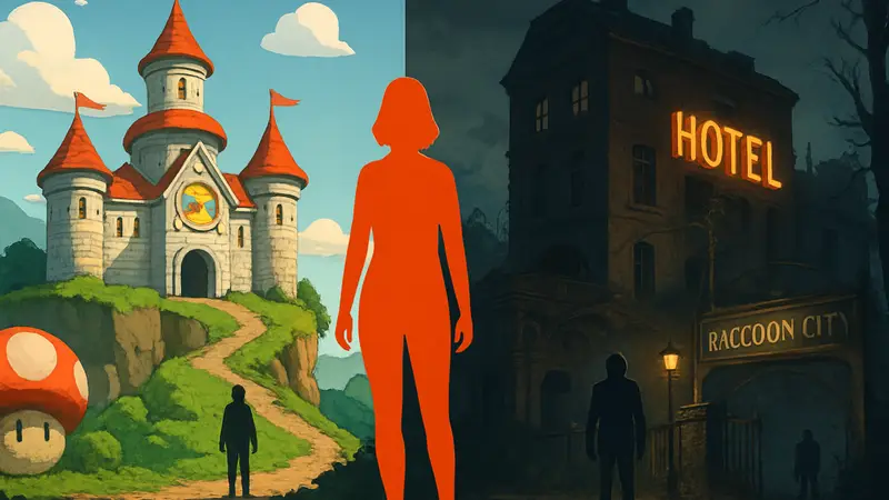 Изображение различных отелей, вдохновленных мирами видеоигр Nintendo и Resident Evil.