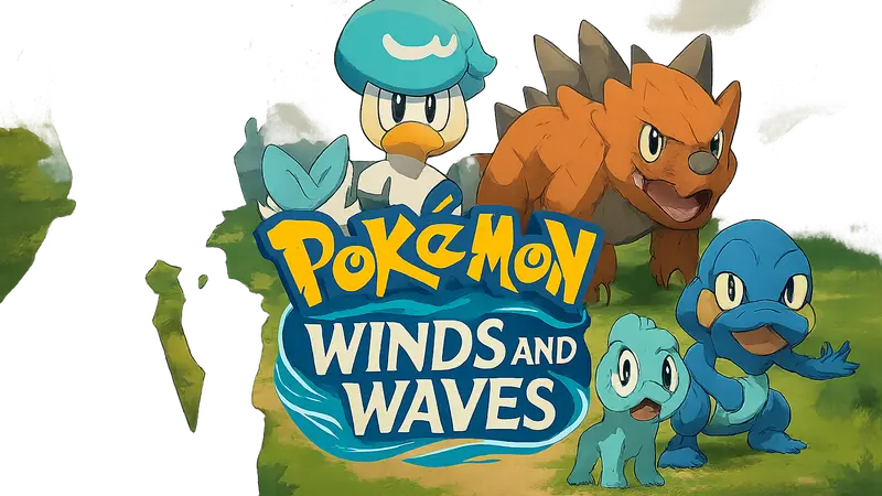 Логотип Pokémon Winds and Waves и изображения покемонов 10-го поколения, символизирующие утечку информации.