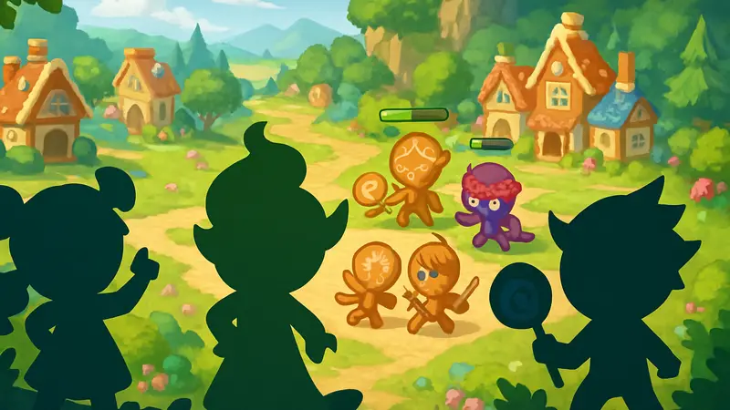Игровой процесс CookieRun: Crumble с персонажами-печеньками и элементами Idle RPG