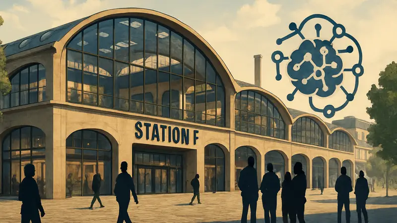 Здание Station F в Париже, центр инноваций и технологий ИИ