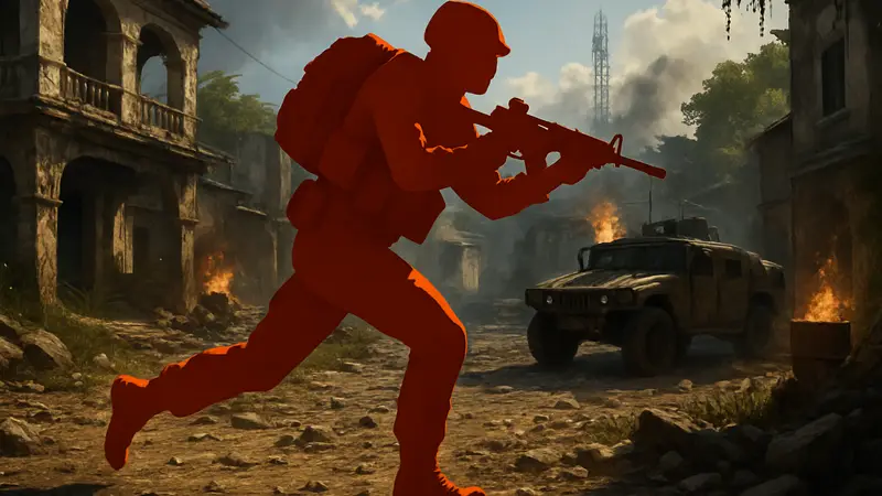 Игровой скриншот Modern Warfare 4, показывающий солдата в движении без Omnimovement.