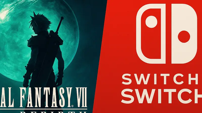 Логотип Final Fantasy VII Rebirth рядом с логотипом Nintendo Switch 2, символизирующие анонс