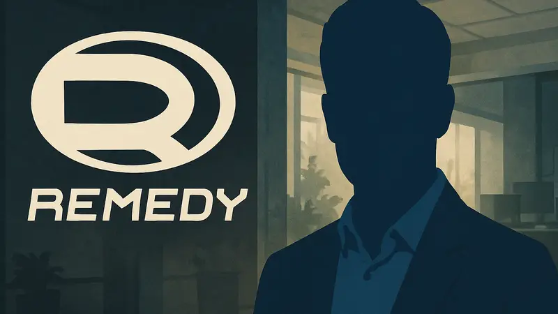 Логотип компании Remedy Entertainment рядом с портретом нового руководителя Жана-Шарля Годешона