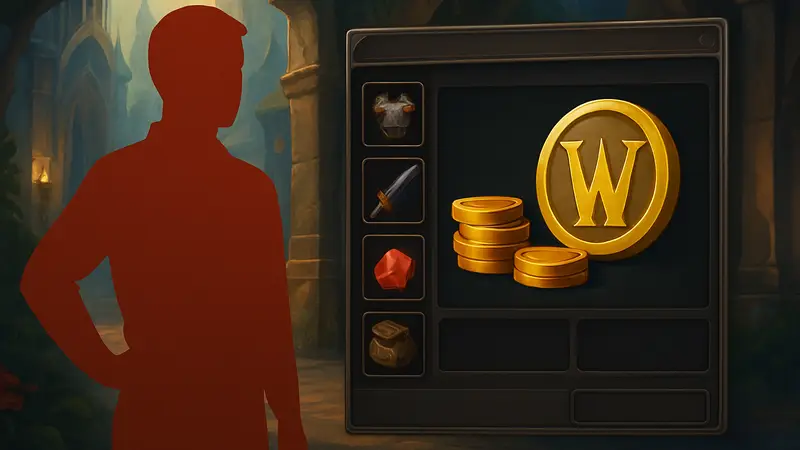 Скриншот из World of Warcraft с элементами интерфейса магазина или внутриигровой валюты.