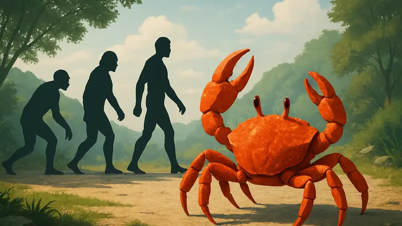 Изображение краба из игры Everything is Crab, демонстрирующее эволюцию.