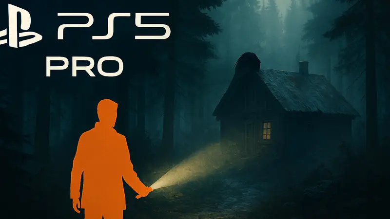 Логотип PS5 Pro и кадр из Alan Wake 2, демонстрирующий улучшенную графику