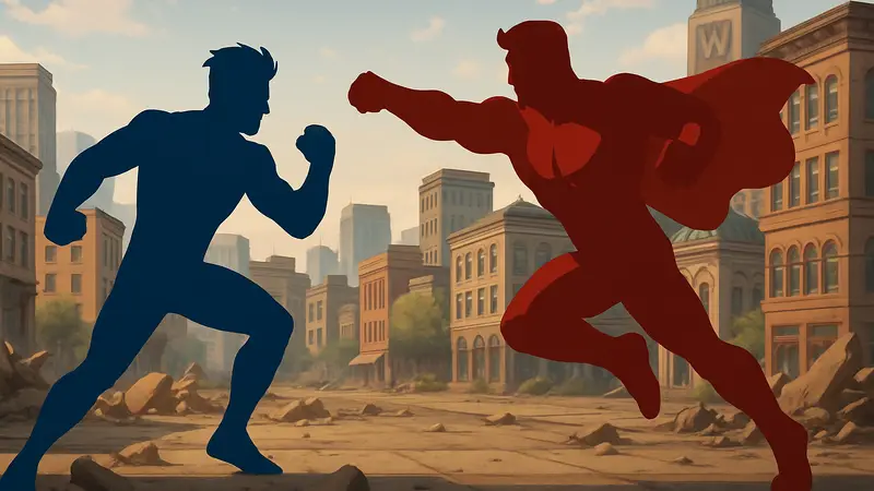 Скриншот из файтинга Invincible VS с персонажами Марком Грейсоном и Омни-Мэном