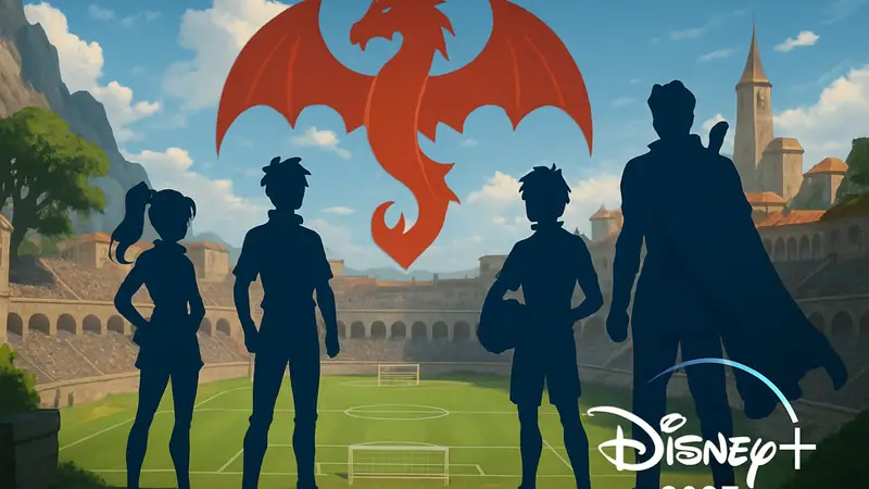 Постер аниме Dragon Strikers с логотипом Disney Plus и датой 2027