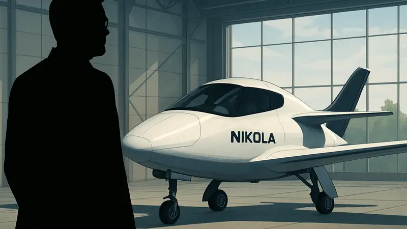 Тревор Милтон, основатель Nikola, стоящий рядом с концептом самолета, управляемого искусственным интеллектом.