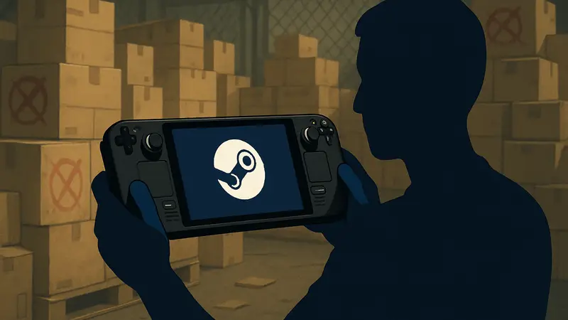 Изображение портативной игровой консоли Steam Deck в руках игрока, с намёком на дефицит или проблемы с её доступностью.