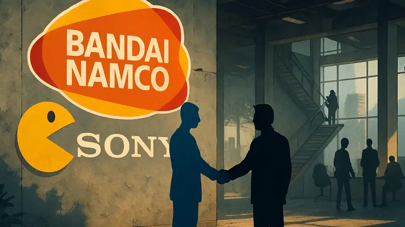 Логотип Bandai Namco с логотипом Sony, символизирующий инвестиции и реструктуризацию в игровой компании