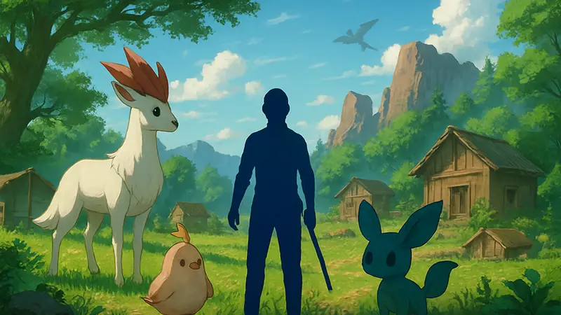 Скриншот из игры Wild Eden с существами и элементами выживания в открытом мире Steam.