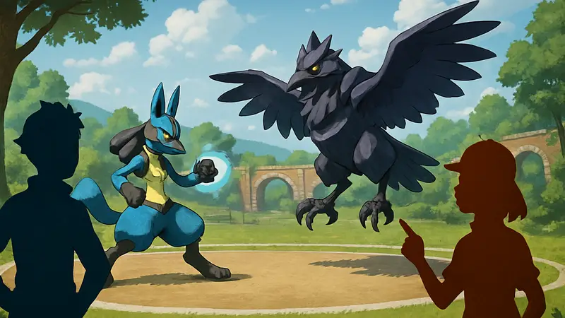 Скриншот из Pokemon Champions, демонстрирующий соревновательную битву покемонов.