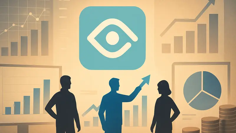 Логотип Glimpse на фоне диаграмм, символизирующий инвестиции в автоматизацию бизнес-процессов