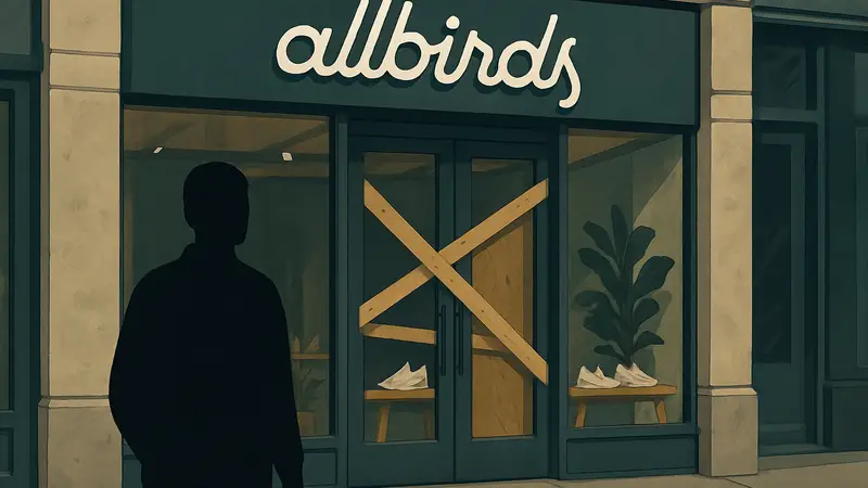 Магазин Allbirds в Сан-Франциско, витрина обувного бренда, логотип Allbirds, закрытие розницы.