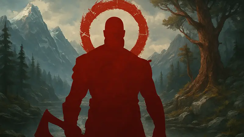 Логотип God of War Laufey с изображением Кратоса или тематического персонажа.