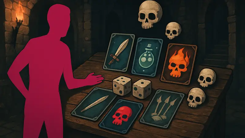 Игровой процесс Dice of Kalma с новыми элементами обновления Pick Your Poison: картами, черепами и испытаниями