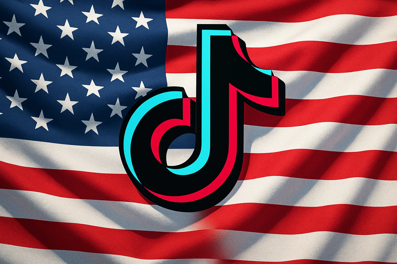 Логотип TikTok на фоне американского флага, символизирующий сделку в США.