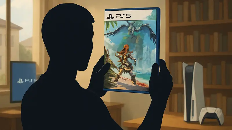 Человек держит в руках красиво оформленный физический мануал к игре для PS5.