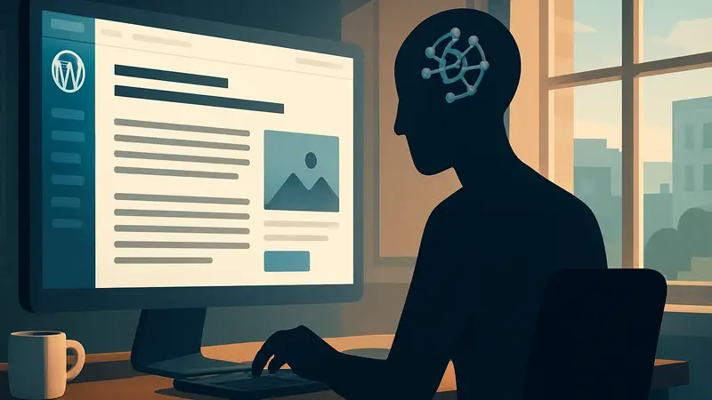 Интерфейс WordPress.com с элементами искусственного интеллекта, пишущего текст.