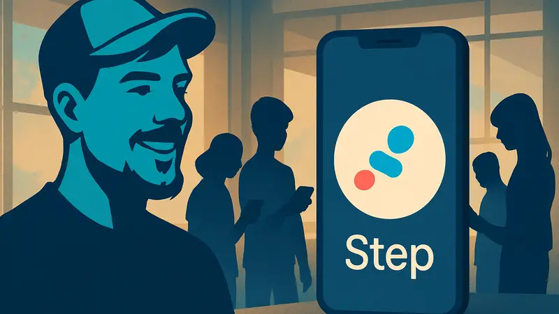 Мистер Бист, логотип Step, финтех-приложение для подростков и Gen Z