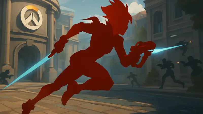 Герой Шион из Overwatch в динамичной позе, геймплей, способности