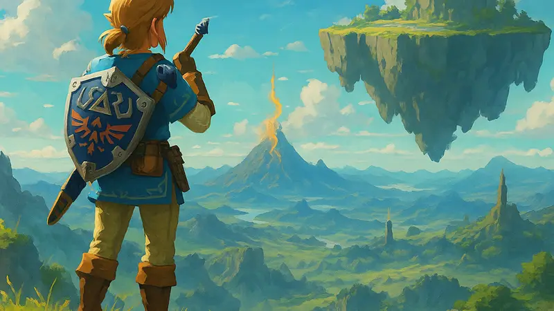 Изображение Link, исследующего новый или стилизованный мир из The Legend of Zelda, символизирующее будущий сеттинг